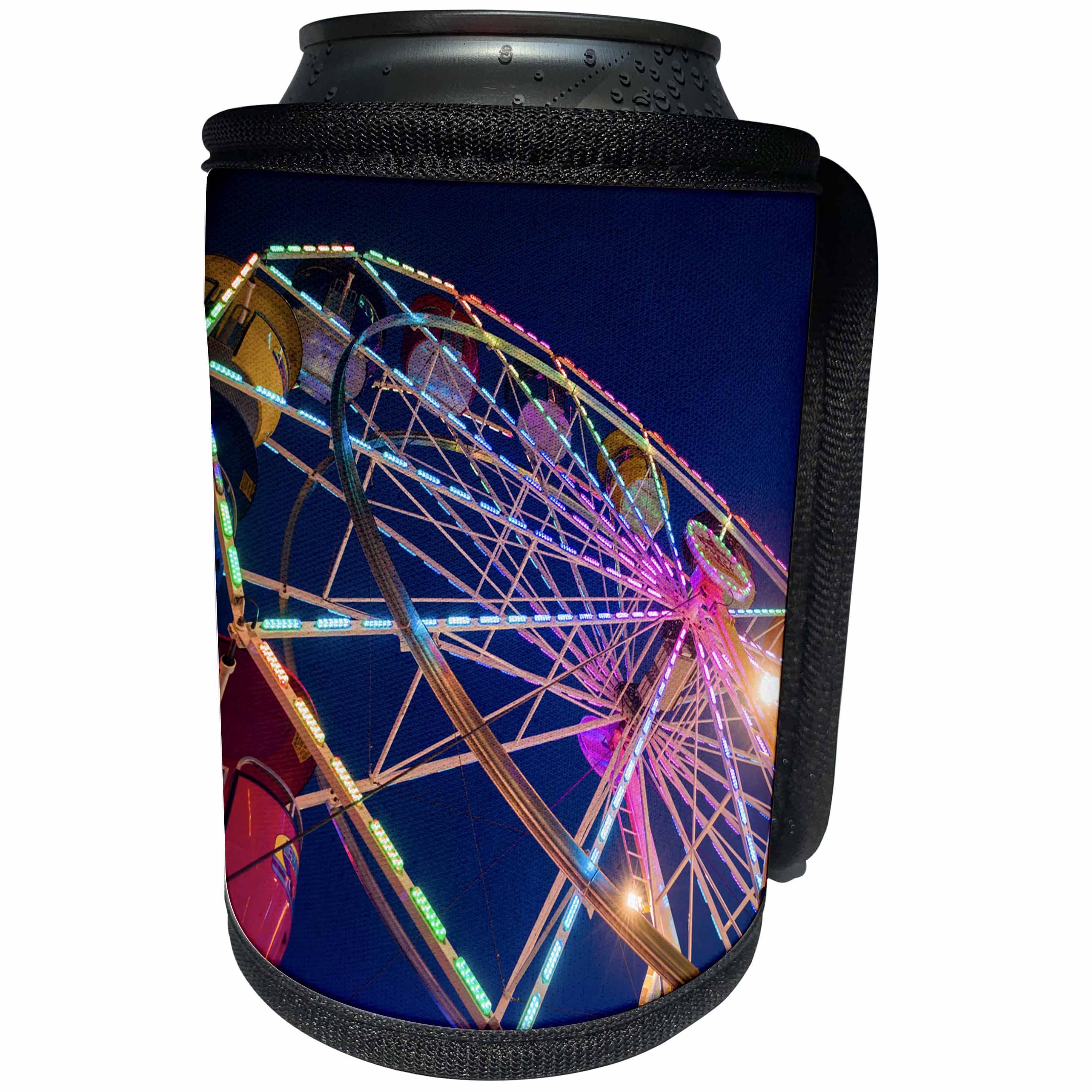 3dRose Danita Delimont - Amusement parks - Ferris Wheel at Saint Peters Fiesta, Gloucester, Massachusetts - Can Cooler Bottle Wrap (cc_259453)