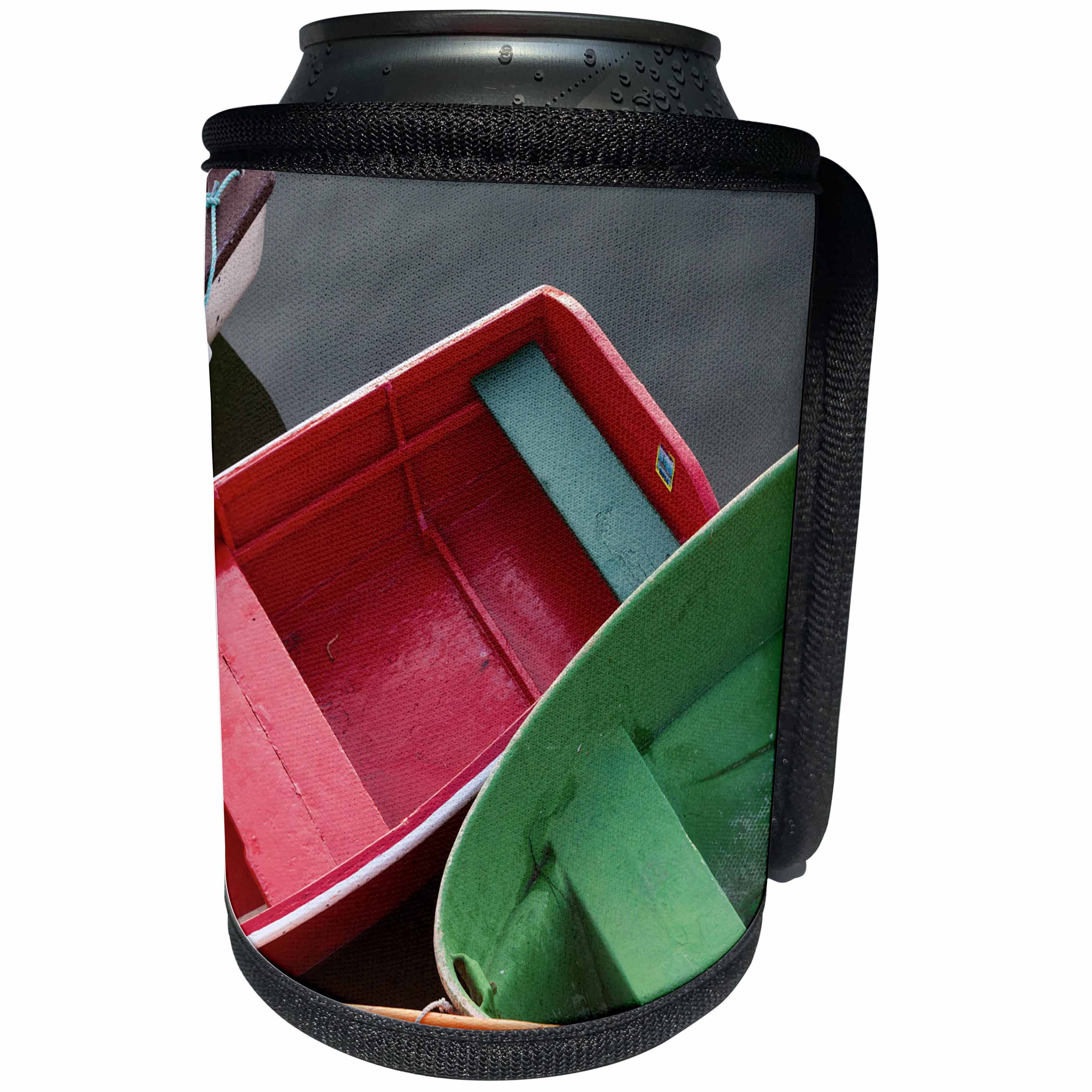 3dRose Danita Delimont - Boats - USA, Massachusetts, Cape Ann, Rockport, Rockport Harbor, rowboats - Can Cooler Bottle Wrap (cc_259455)