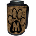 3dRose Doreen Erhardt Monogrammed Collection - Letter M Standard Cheetah Print Cat Paw - Can Cooler Bottle Wrap (cc_25946)
