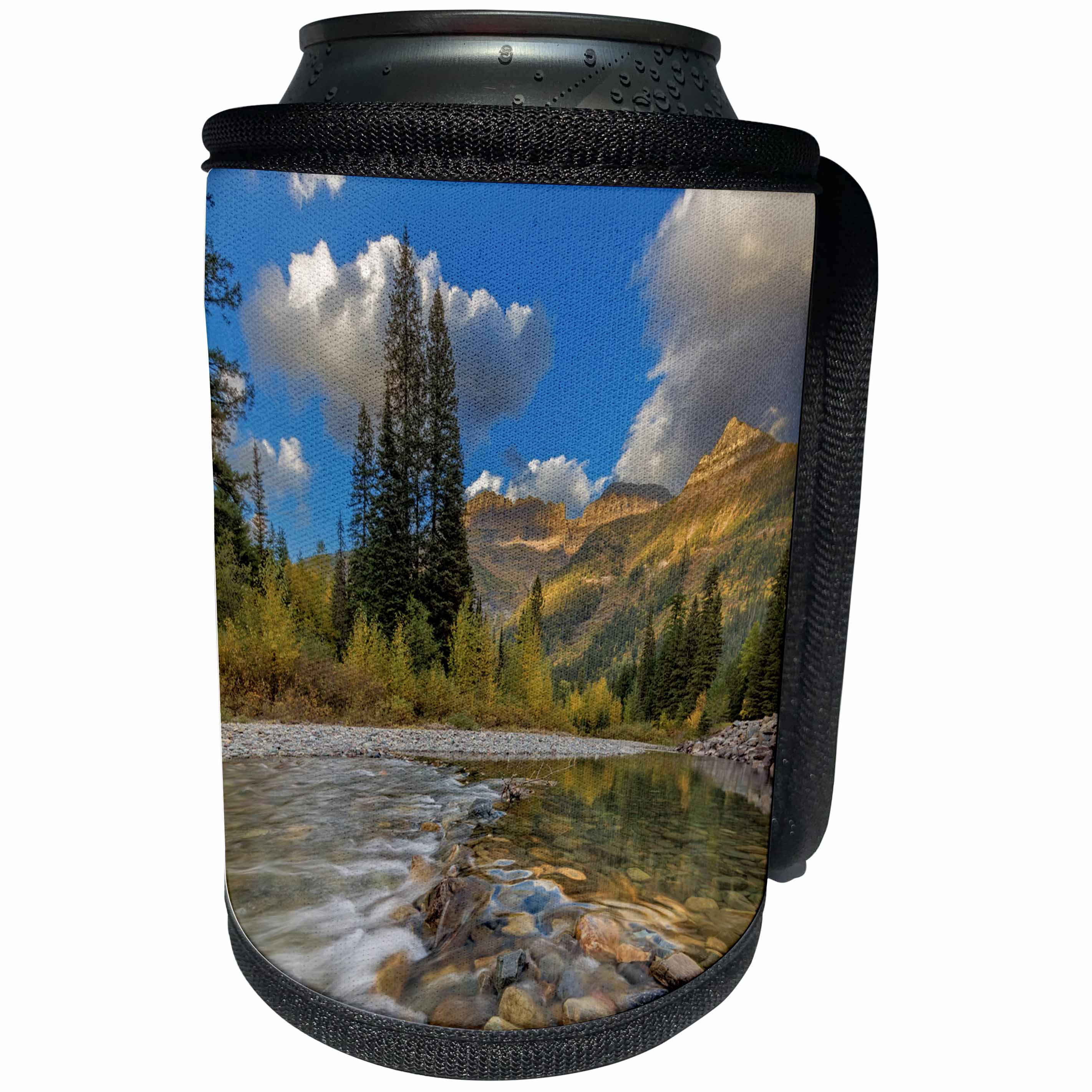3dRose Danita Delimont - Streams - McDonald Creek with the Garden Wall in Glacier National Park, Montana - Can Cooler Bottle Wrap (cc_259580)