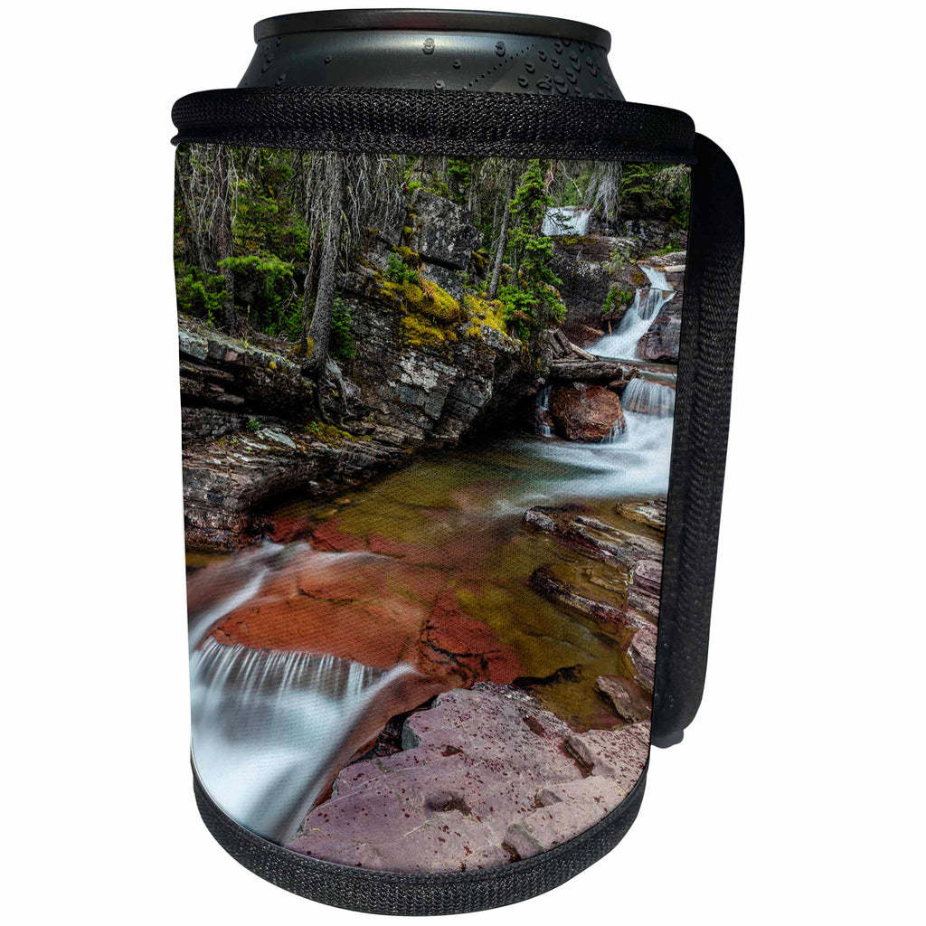 3dRose Danita Delimont - Streams - Red rocked Virginia Creek in Glacier National Park, Montana, USA - Can Cooler Bottle Wrap (cc_259602)