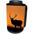 3dRose Danita Delimont - elk - Elk or Wapiti, Cervus elaphus, bull silhouetted at sunset, Montana - Can Cooler Bottle Wrap (cc_259627)