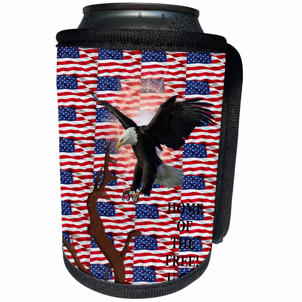 3dRose Edmond Hogge Jr Patriotic - Home Of The Free - Can Cooler Bottle Wrap (cc_25963)
