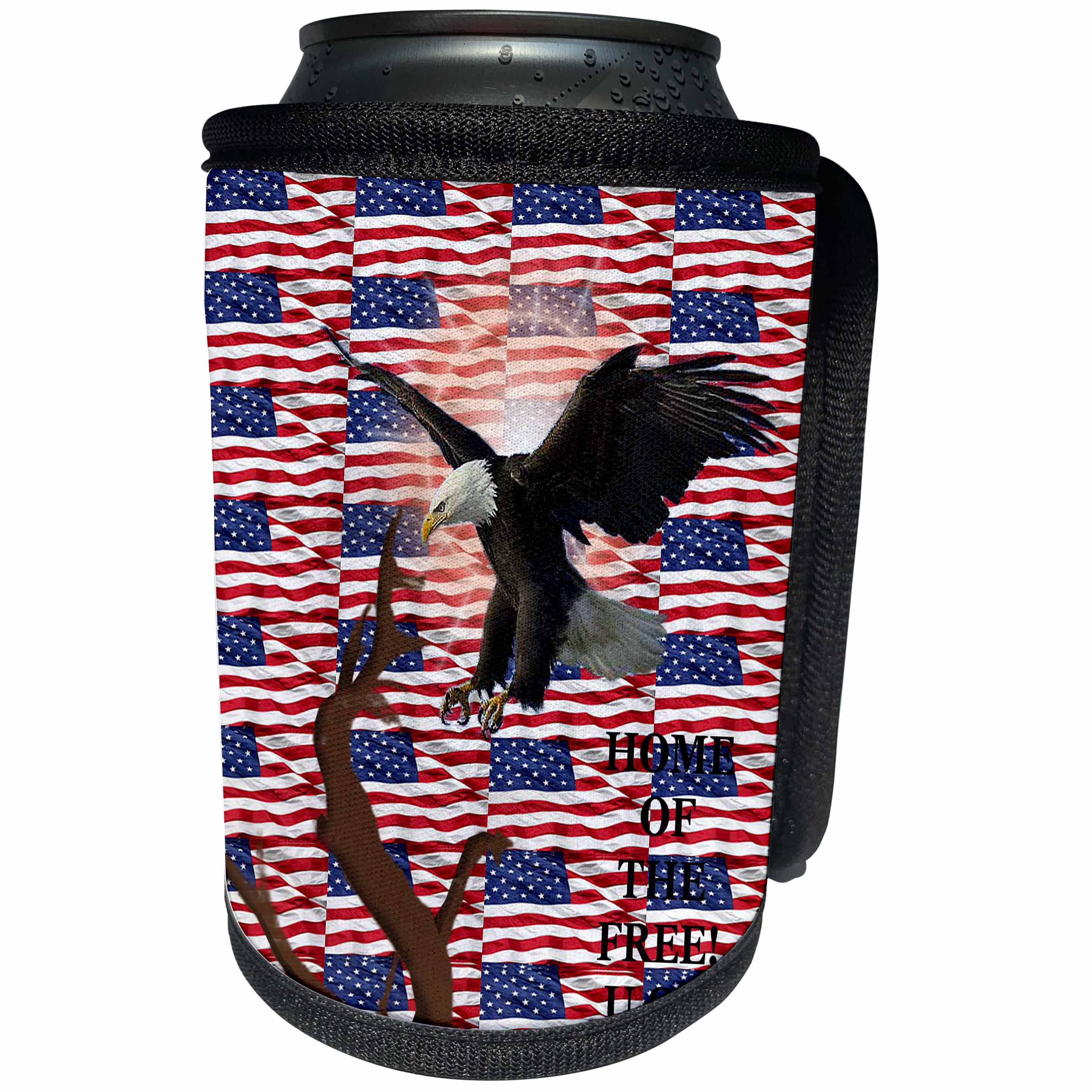 3dRose Edmond Hogge Jr Patriotic - Home Of The Free - Can Cooler Bottle Wrap (cc_25963)