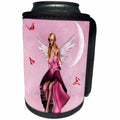 3dRose Renderly Yours Fairies - Pink Fairy Fantasy with Moon and Butterflies - Can Cooler Bottle Wrap (cc_25966)