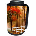 3dRose TNMGraphics Autumn - Autumn Colors and White Fence - Can Cooler Bottle Wrap (cc_25968)