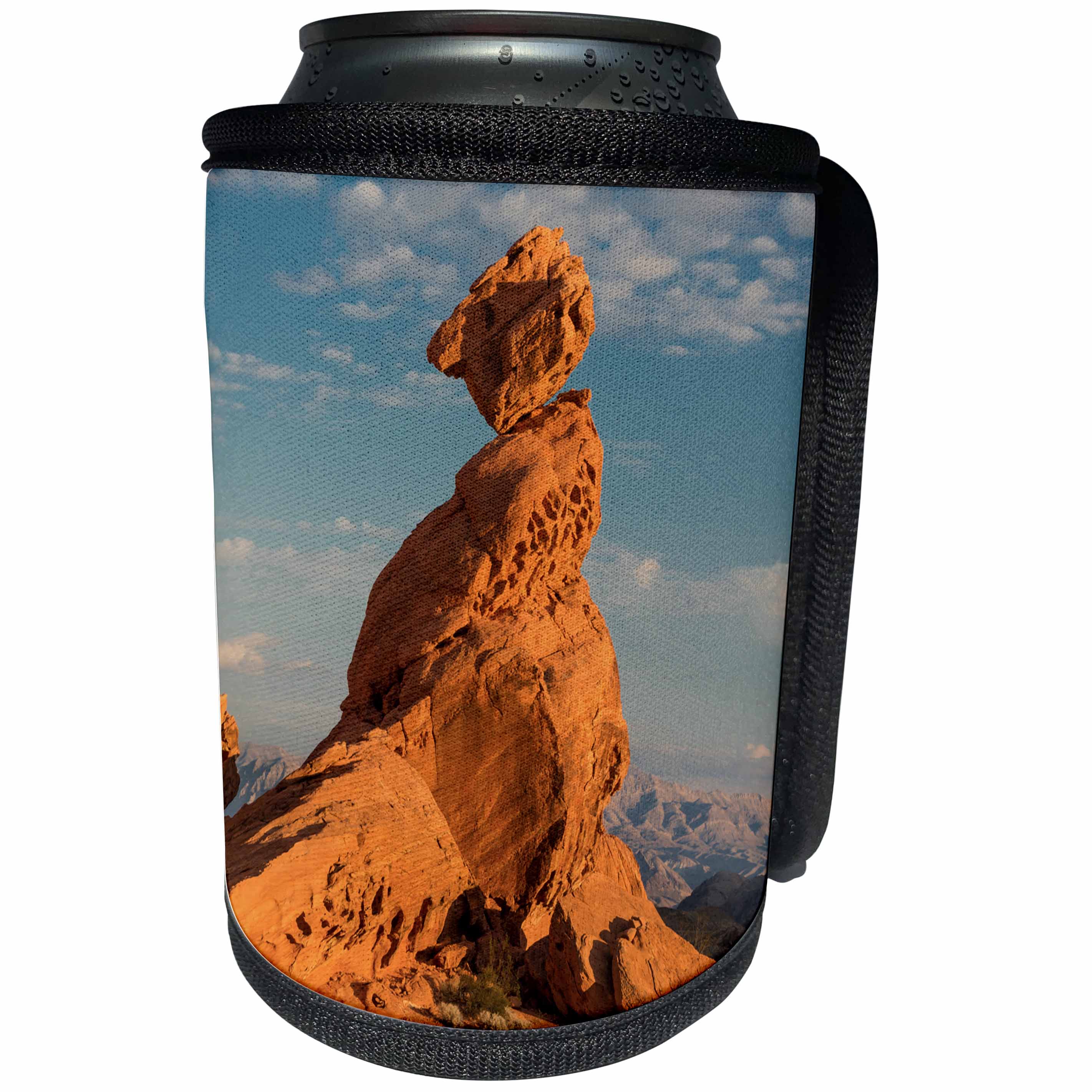 3dRose Danita Delimont - Rock Formations - USA, Nevada, Valley of Fire State Park. Sunset on Balancing Rock. - Can Cooler Bottle Wrap (cc_259694)