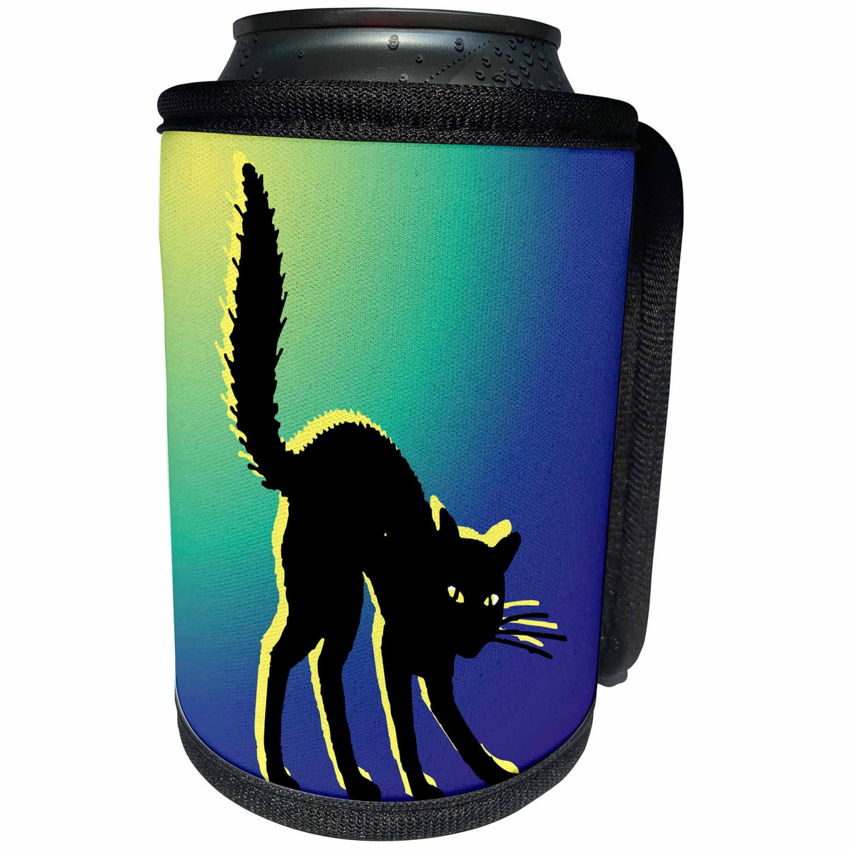 3dRose TNMGraphics Halloween - Black Cat in the Moonligjt - Can Cooler Bottle Wrap (cc_25972)