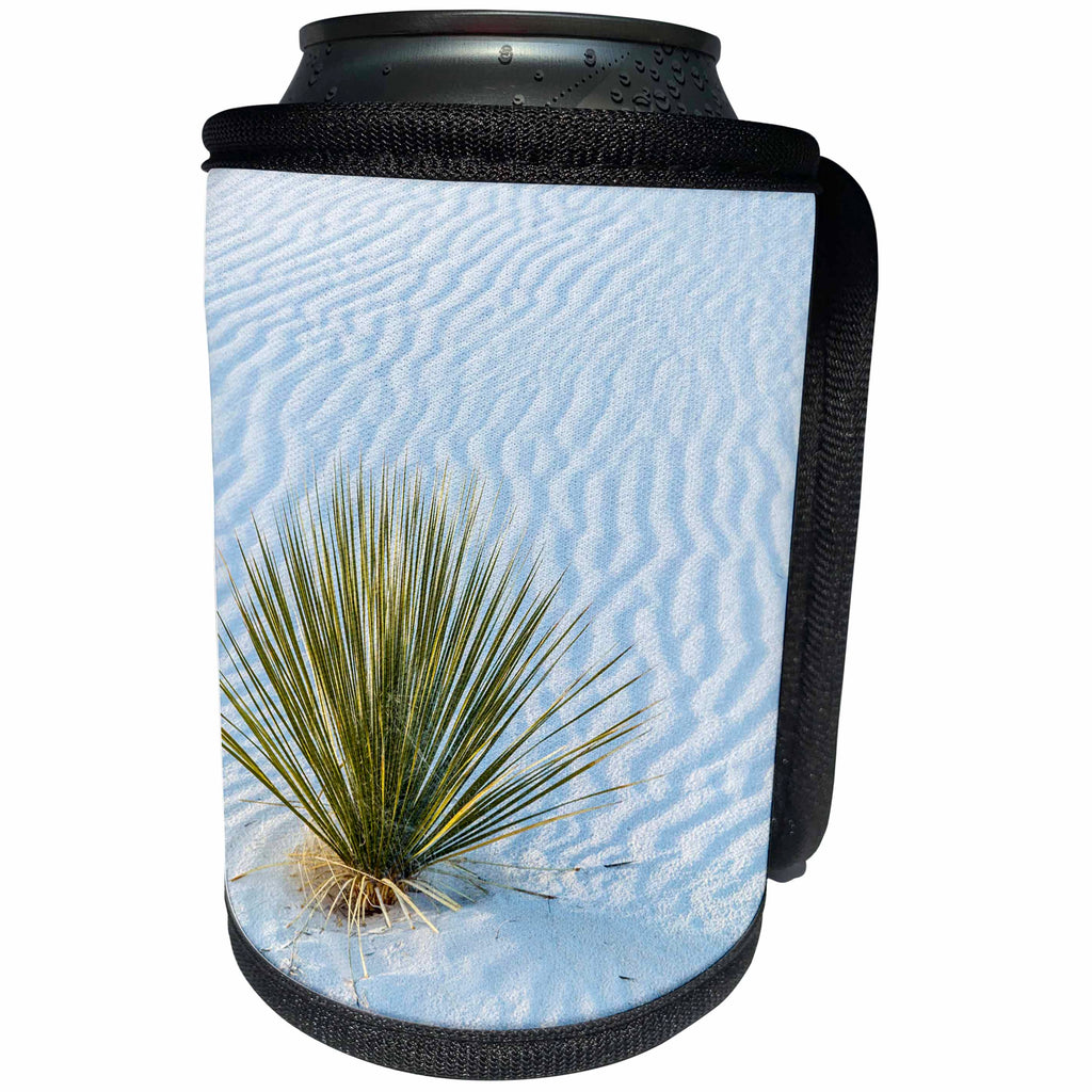 3dRose Danita Delimont - Deserts - New Mexico, White Sands National Monument. Yucca in sand ripples. - Can Cooler Bottle Wrap (cc_259736)
