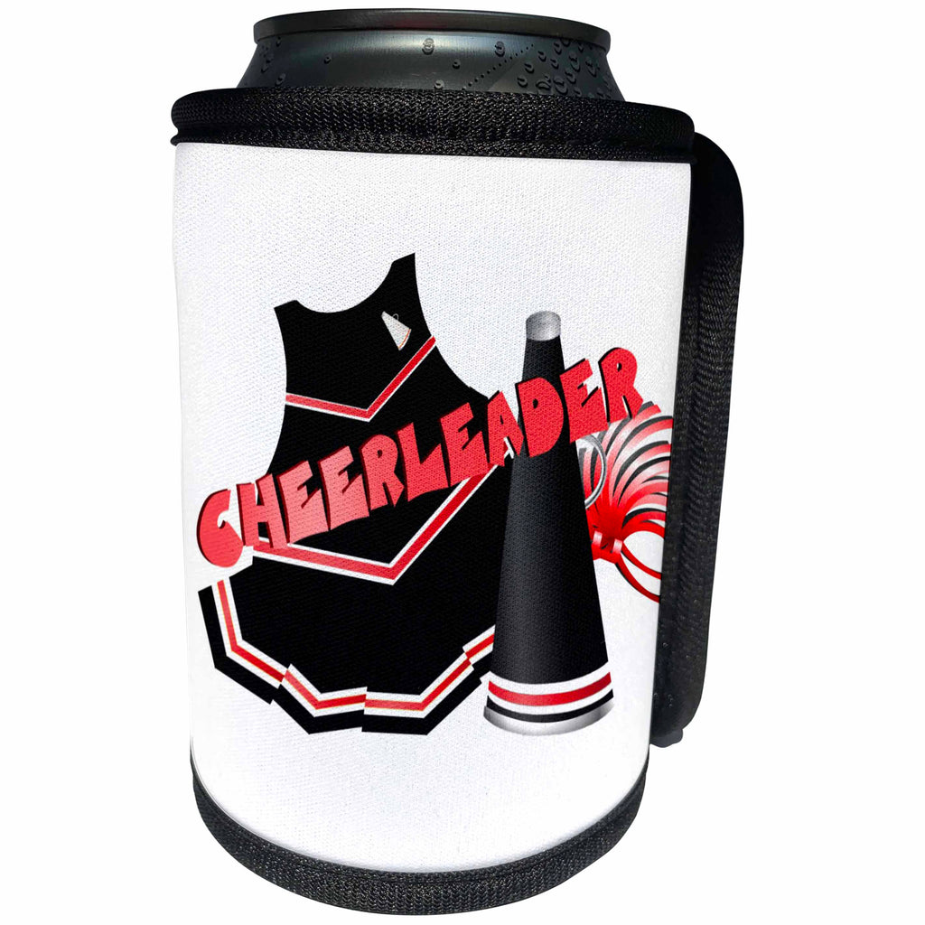 3dRose TNMGraphics School - Cheerleader in Black and Red - Can Cooler Bottle Wrap (cc_25974)