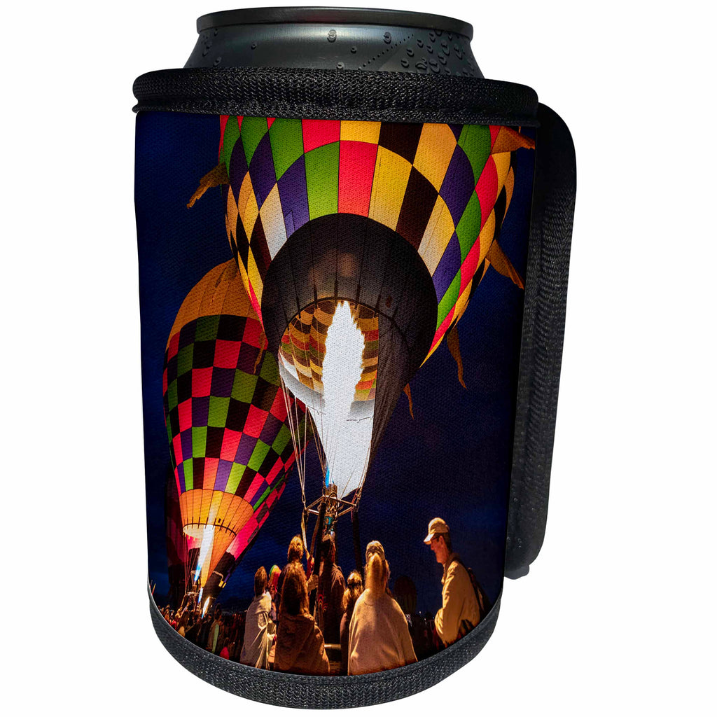 3dRose Danita Delimont - Hot Air Balloons - Hot Air Balloons at dawn, Balloon Fiesta, Albuquerque, New Mexico - Can Cooler Bottle Wrap (cc_259741)