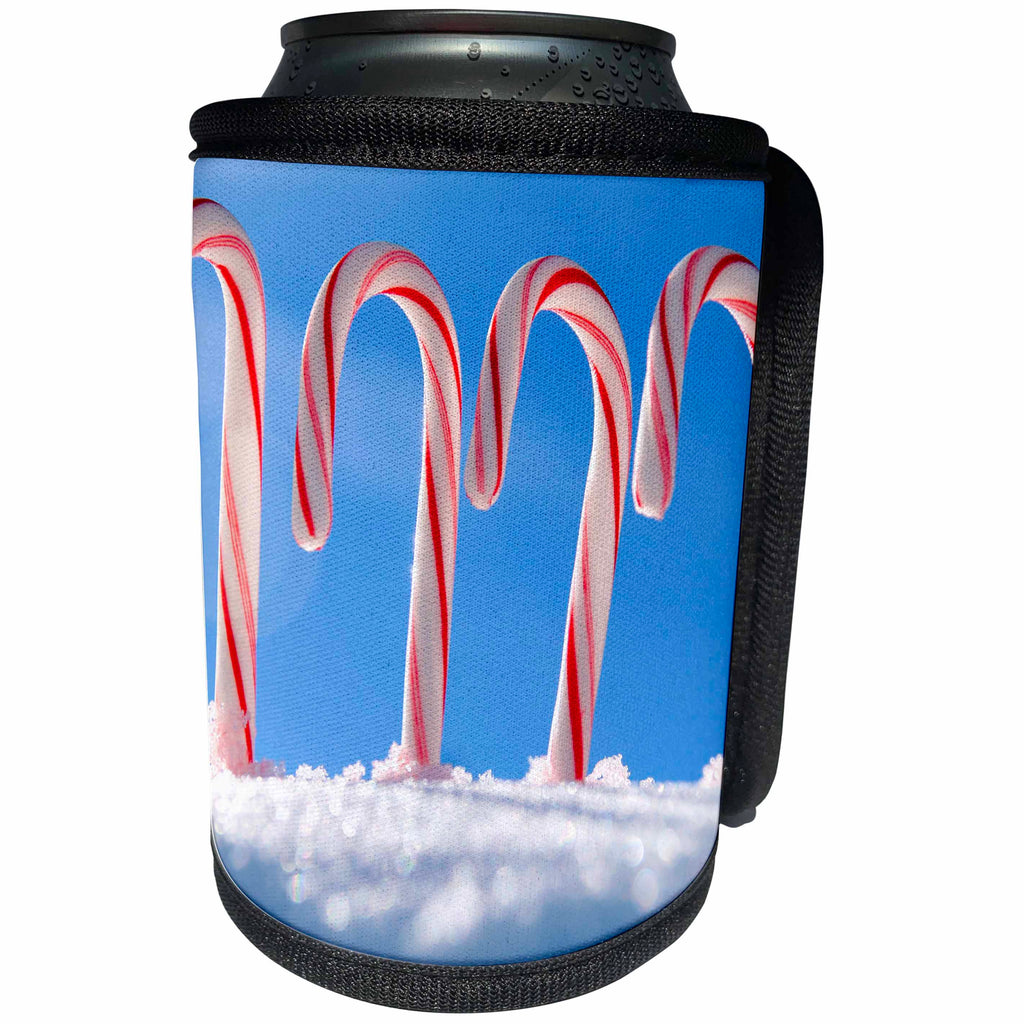 3dRose Danita Delimont - Holidays - Close up of Candy Canes, Santa Fe, New Mexico. - Can Cooler Bottle Wrap (cc_259744)