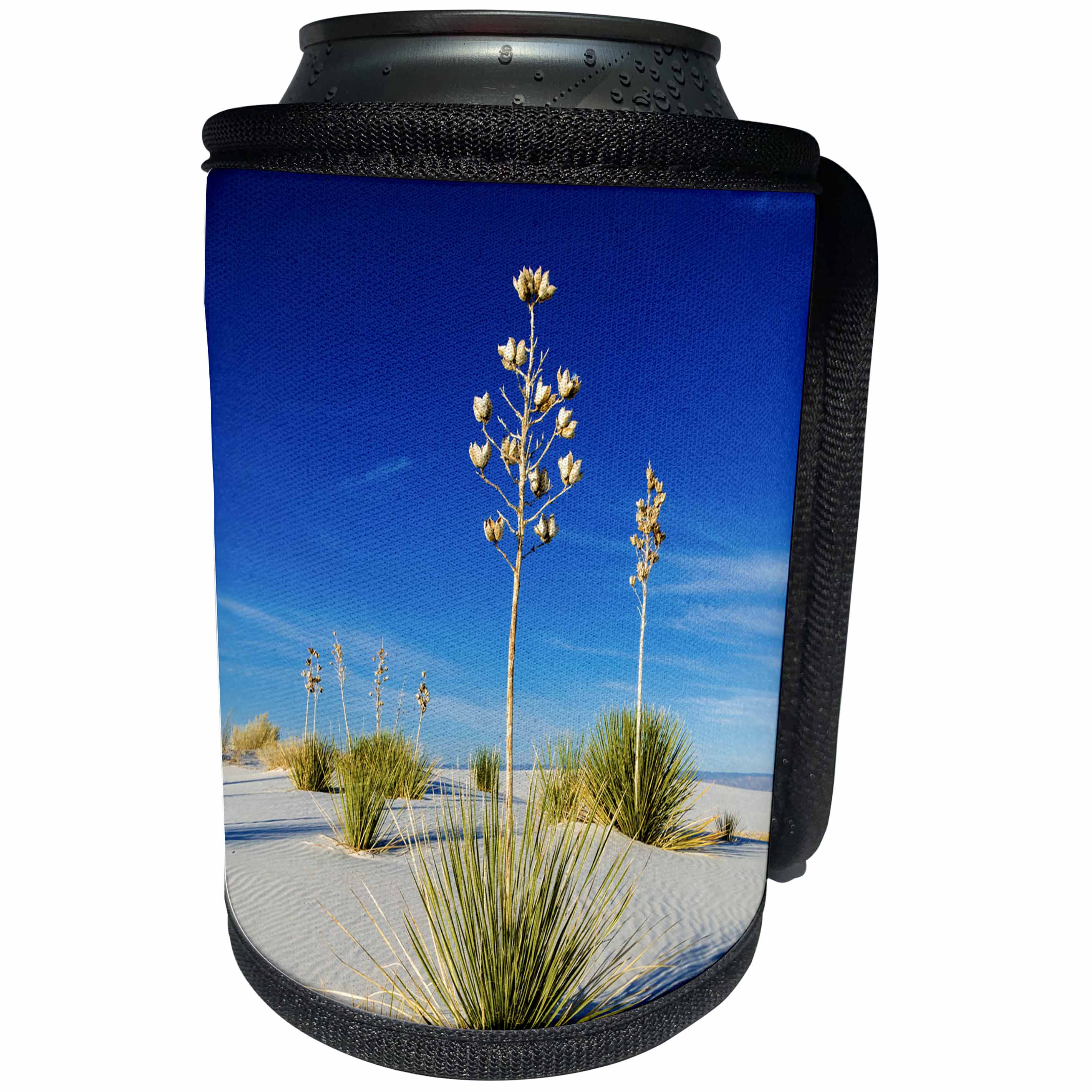 3dRose Danita Delimont - Deserts - Soaptree Yucca in dunes, White Sands National Monument, New Mexico - Can Cooler Bottle Wrap (cc_259755)