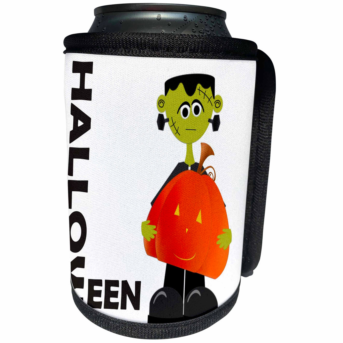 3dRose TNMGraphics Halloween - Frankenstien and Pumpkin Halloween - Can Cooler Bottle Wrap (cc_25978)