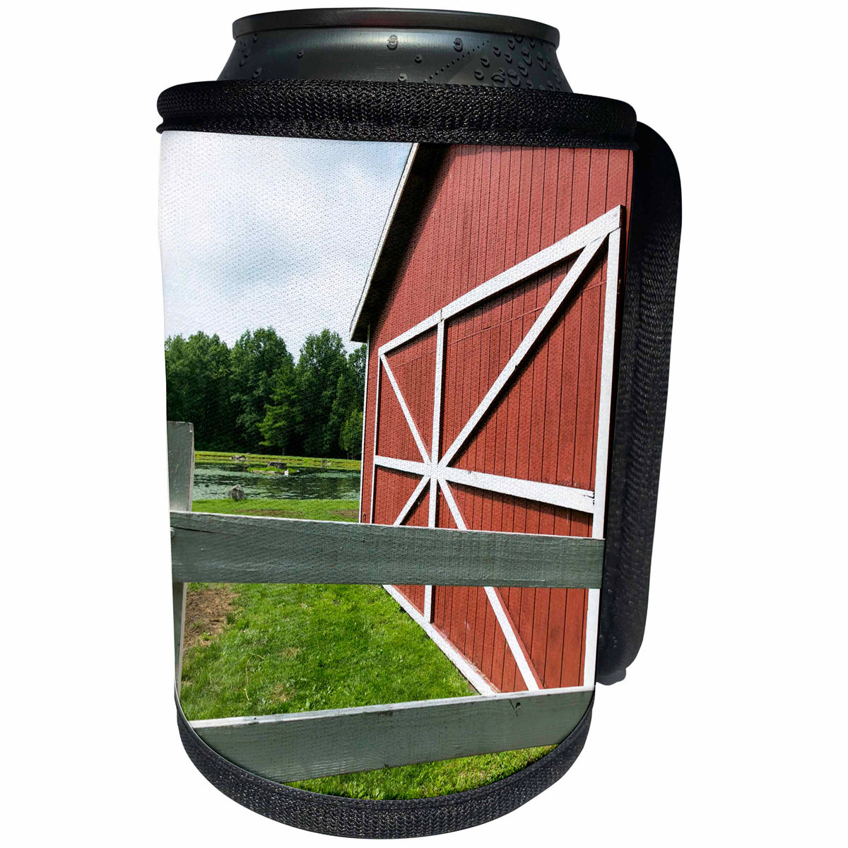 3dRose Danita Delimont - Barns - Classic Red barn on a farm, Hudson, New York, USA. - Can Cooler Bottle Wrap (cc_259789)