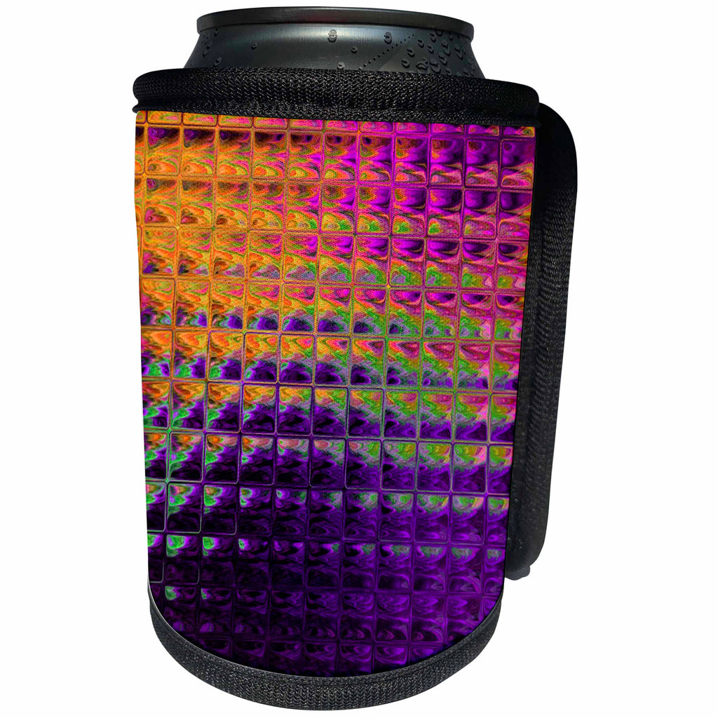 3dRose TNMGraphics Designs - Glass Tiles in Purple - Can Cooler Bottle Wrap (cc_25979)