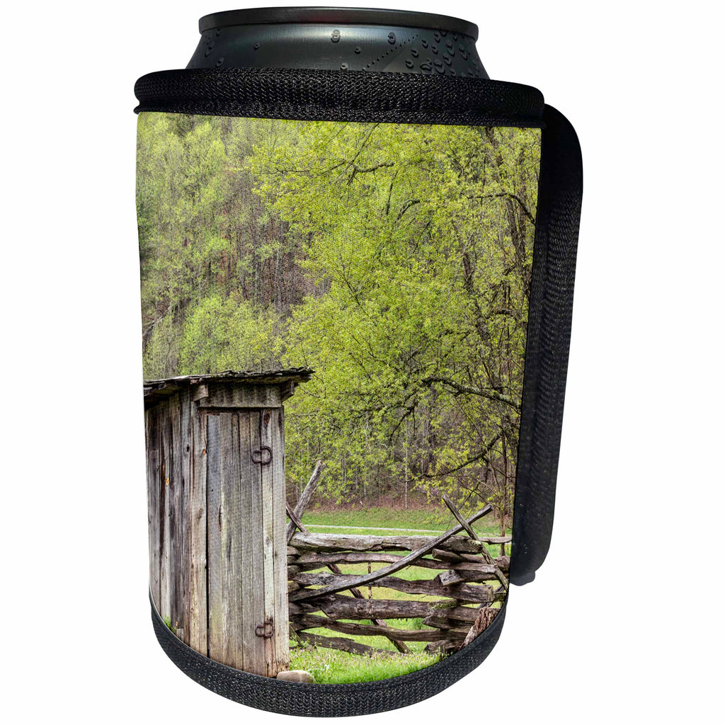 3dRose Danita Delimont - North Carolina - Outhouse, Pioneer Homestead, Great Smoky Mountains NP, North Carolina - Can Cooler Bottle Wrap (cc_259798)