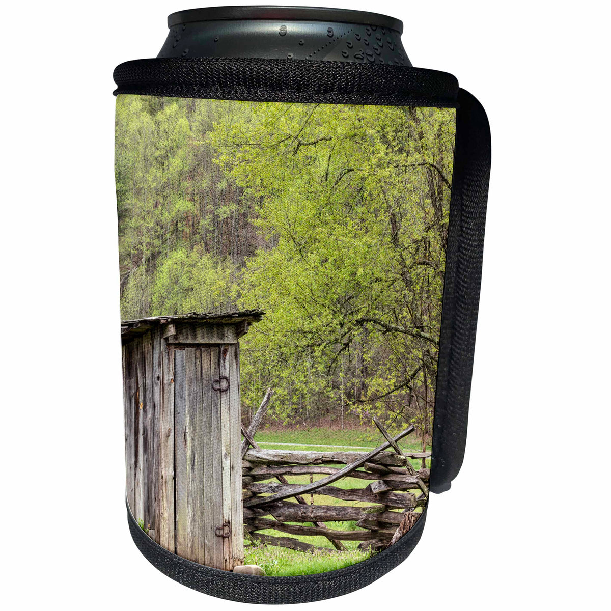 3dRose Danita Delimont - North Carolina - Outhouse, Pioneer Homestead, Great Smoky Mountains NP, North Carolina - Can Cooler Bottle Wrap (cc_259798)