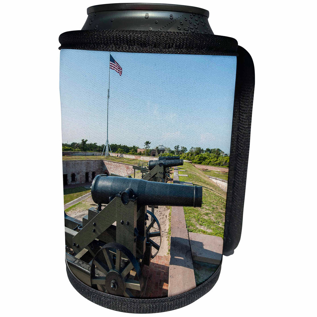 3dRose Danita Delimont - Weapons - Cannons look out over Fort Macon State Park, North Carolina, USA. - Can Cooler Bottle Wrap (cc_259807)