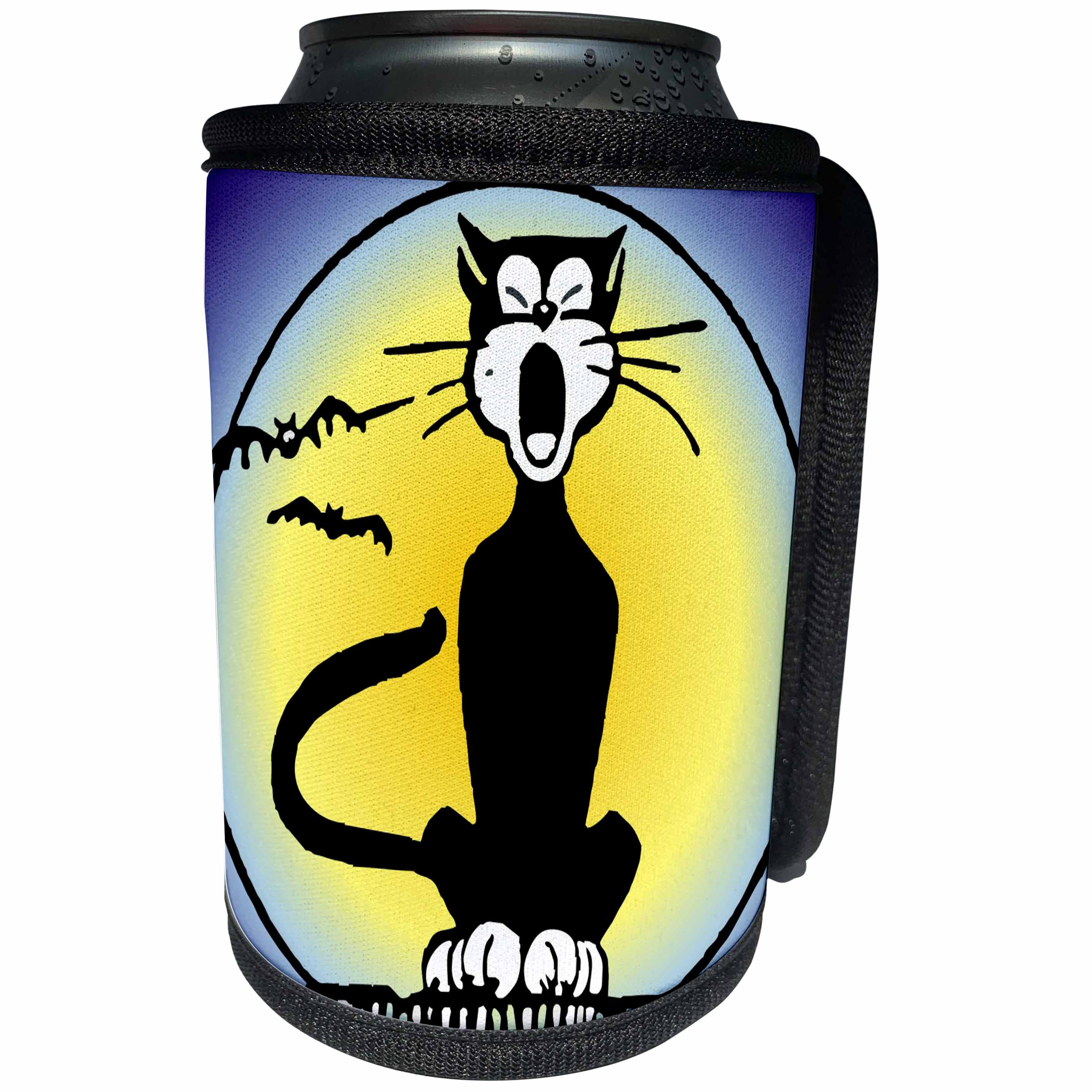 3dRose TNMGraphics Animals - Midnight Cat Singer - Can Cooler Bottle Wrap (cc_25991)