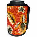 3dRose TNMGraphics Designs - Orange Floral Fabric - Can Cooler Bottle Wrap (cc_25992)