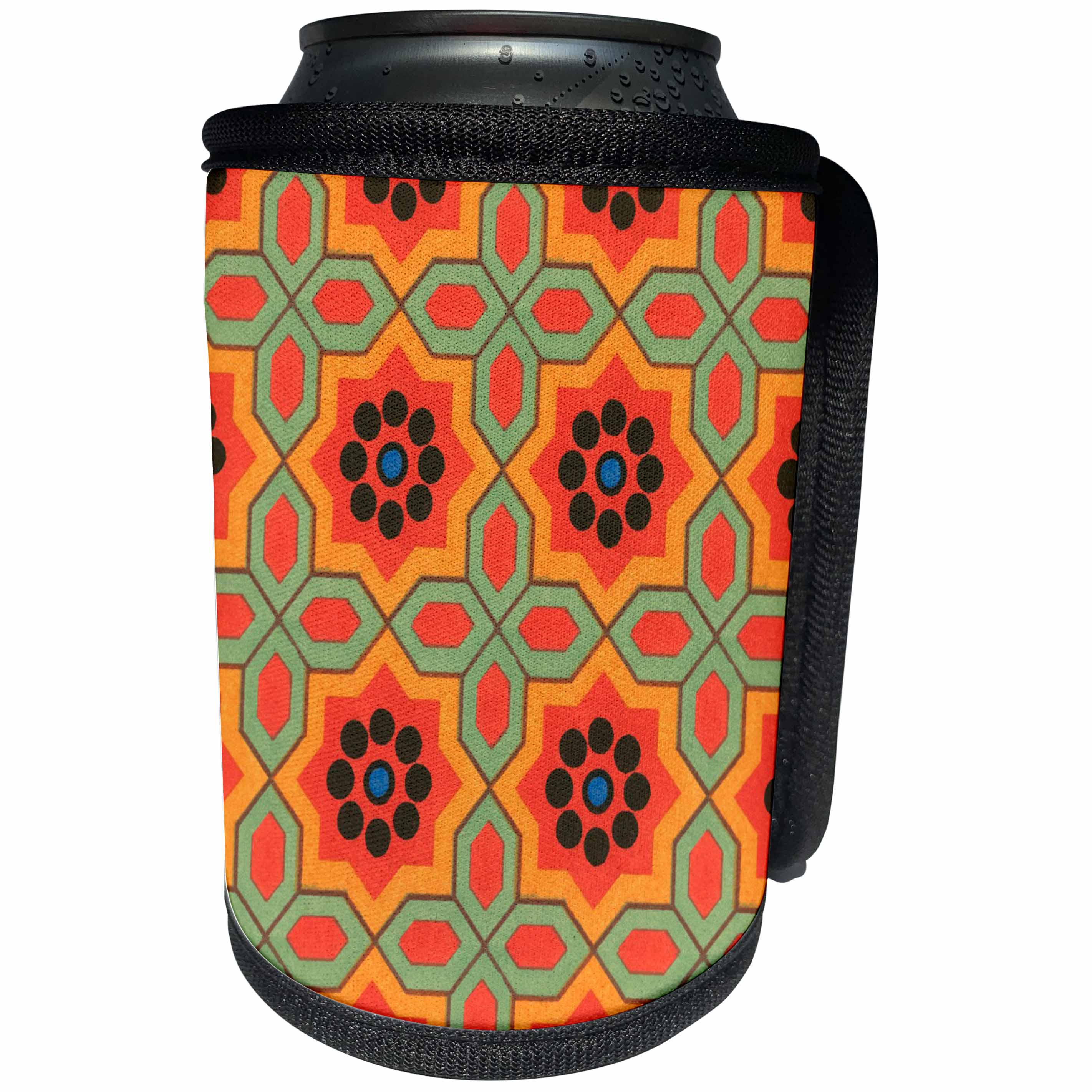 3dRose TNMGraphics Designs - Orange Tiles - Can Cooler Bottle Wrap (cc_25993)