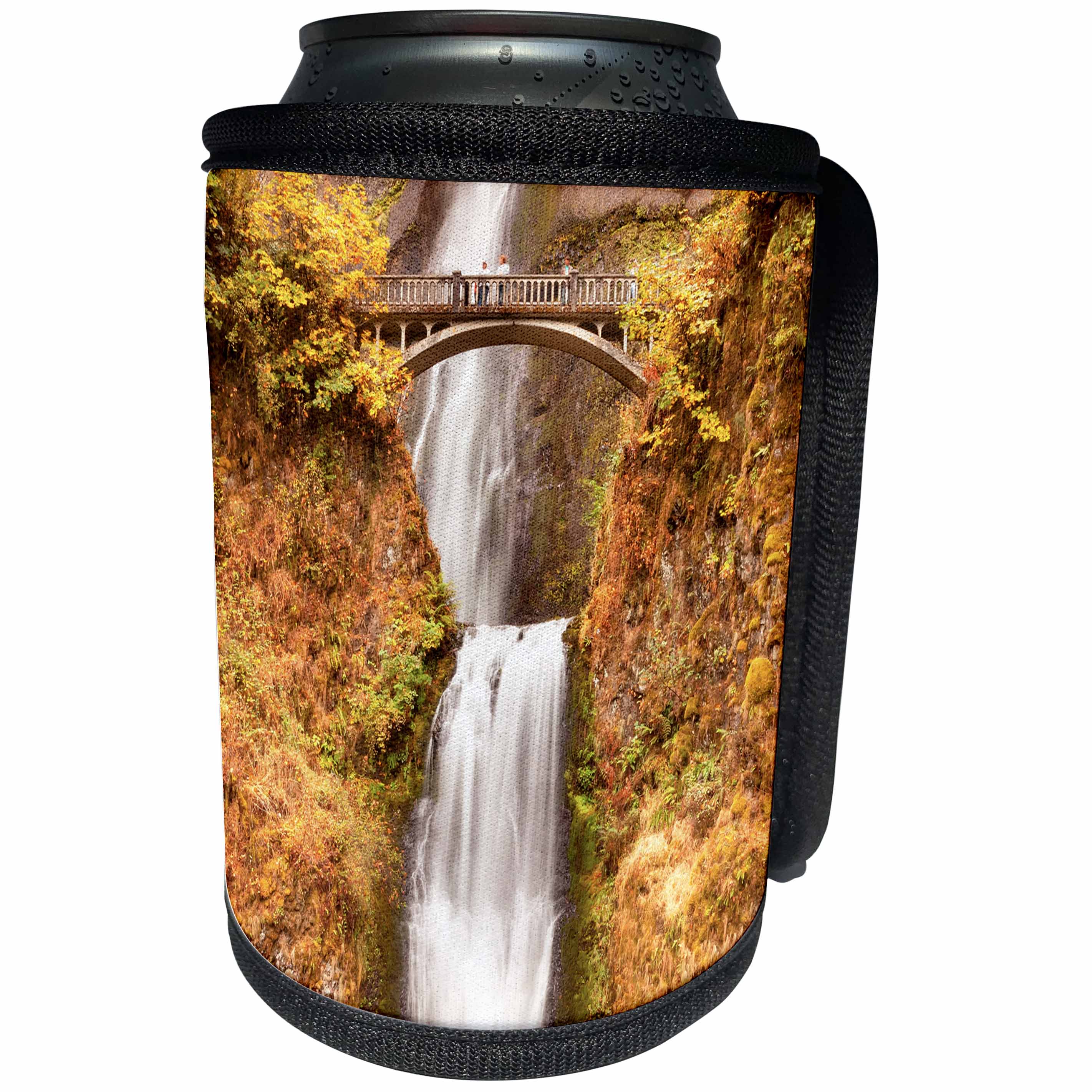 3dRose Danita Delimont - Waterfalls - Multnomah Falls, Autumn, Bridge, Columbia River Gorge, Oregon - Can Cooler Bottle Wrap (cc_259937)