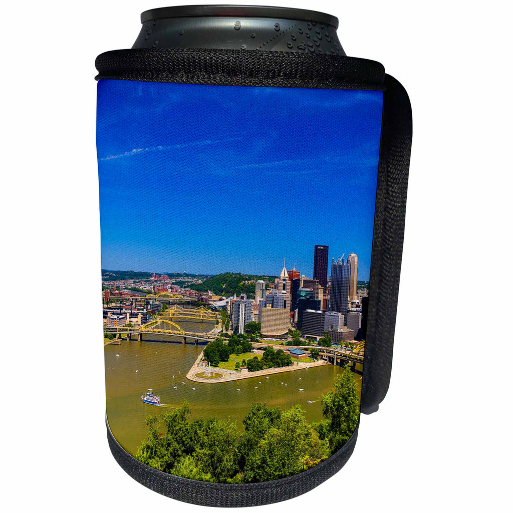 3dRose Danita Delimont - Pennsylvania - Aerial view of the city, Pittsburgh, Pennsylvania. - Can Cooler Bottle Wrap (cc_259959)