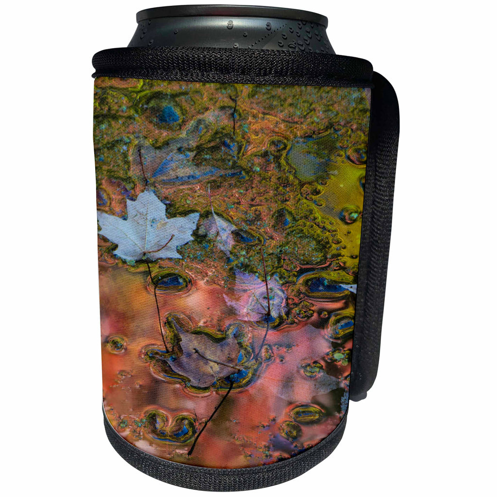 3dRose Danita Delimont - Botanical - Autumn reflections and abstract designs, Hidden Lake, Pennsylvania - Can Cooler Bottle Wrap (cc_259960)