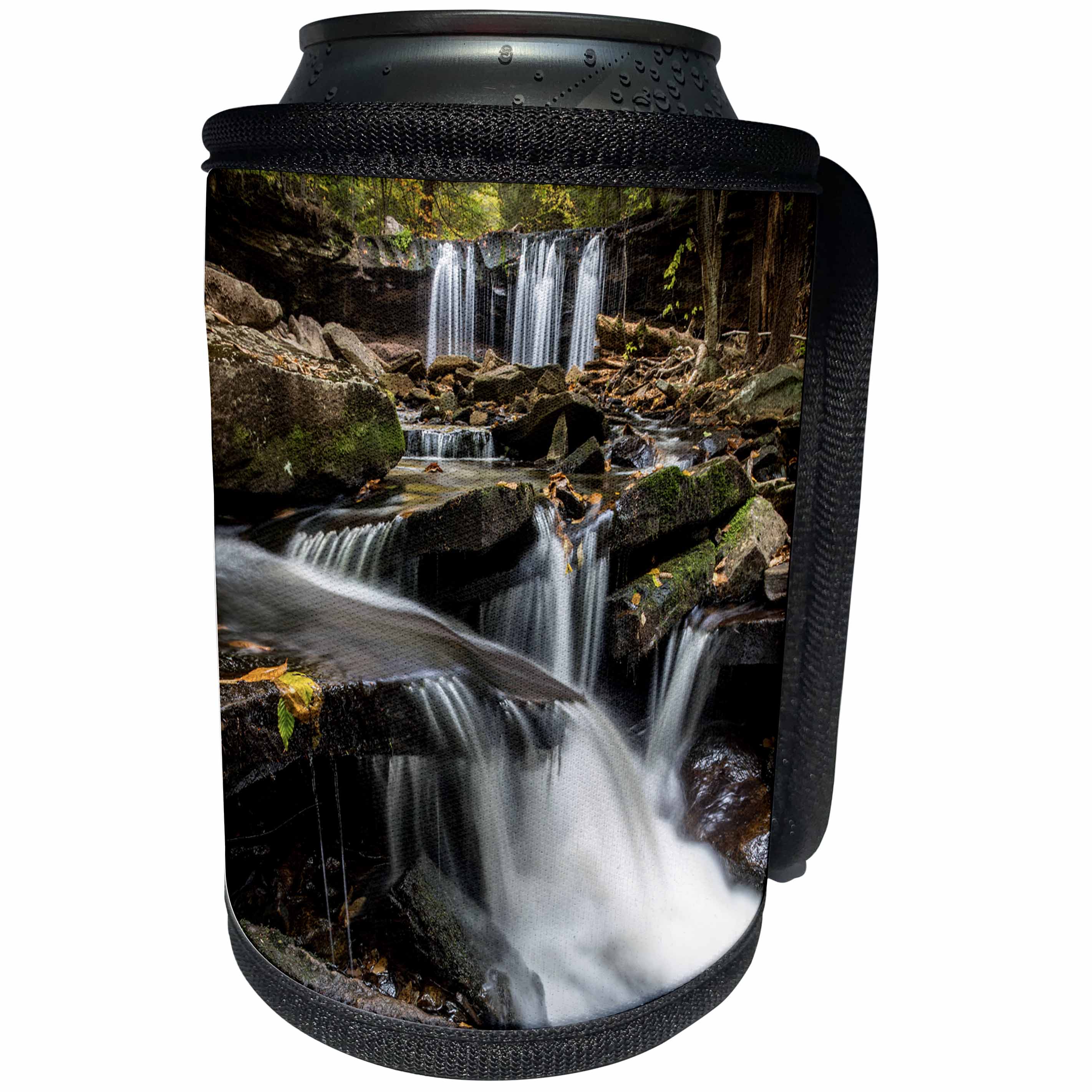3dRose Danita Delimont - Waterfalls - Usa, Pennsylvania, Ricketts Glen State Park. Oneida Falls and stream. - Can Cooler Bottle Wrap (cc_259961)