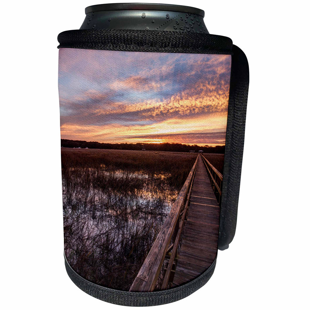 3dRose Danita Delimont - Sunrises - Sunrise over salt marsh grasslands, St. Helena Island, Beaufort, SC. - Can Cooler Bottle Wrap (cc_259976)