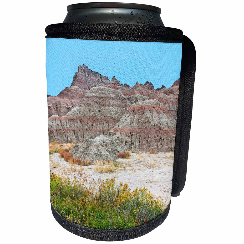 3dRose Danita Delimont - South Dakota - USA, South Dakota, Bandlands NP, Desert landscape in Cedar Pass Area. - Can Cooler Bottle Wrap (cc_259991)