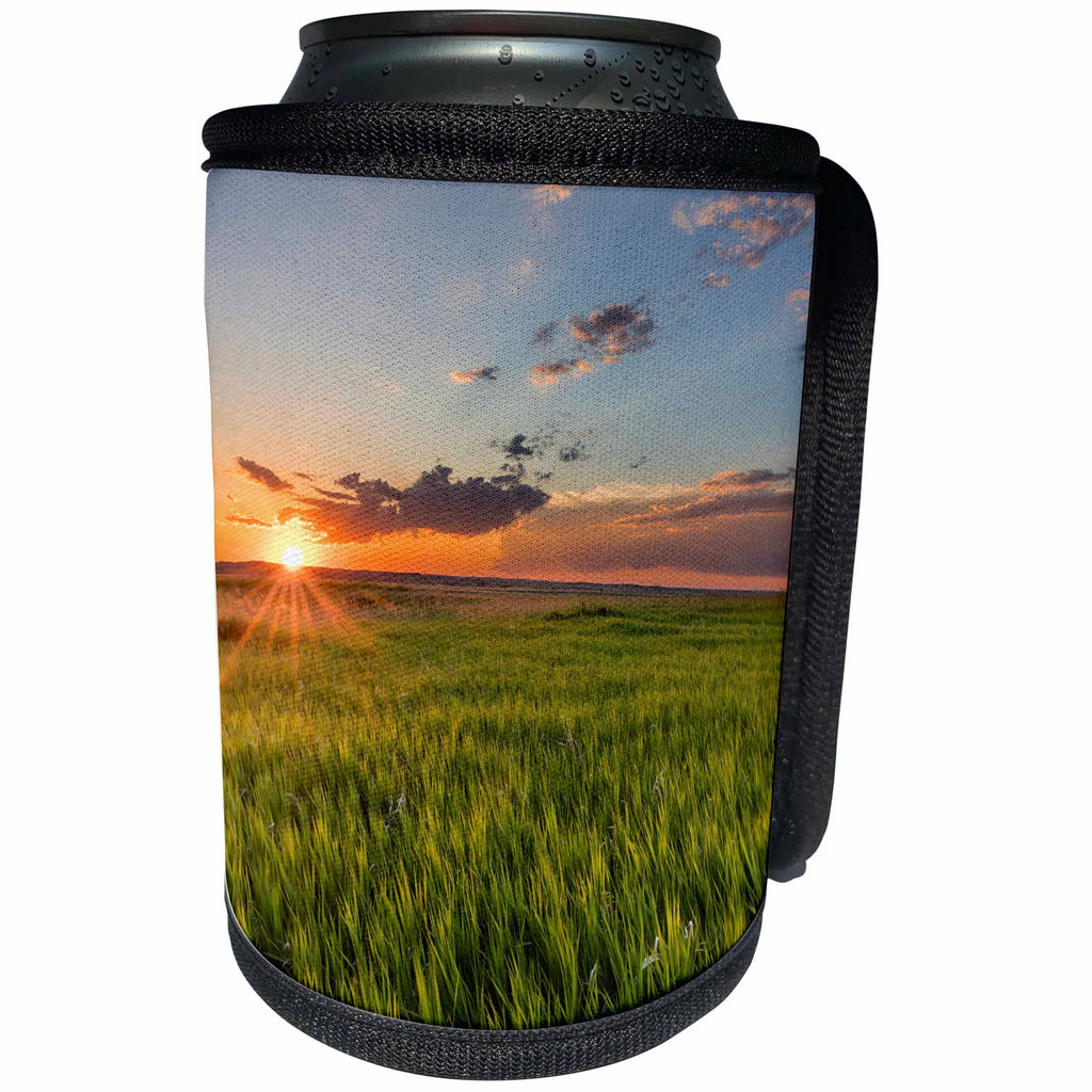 3dRose Danita Delimont - Agriculture - Sunset over prairie grasslands in Badlands National Park, South Dakota - Can Cooler Bottle Wrap (cc_260015)