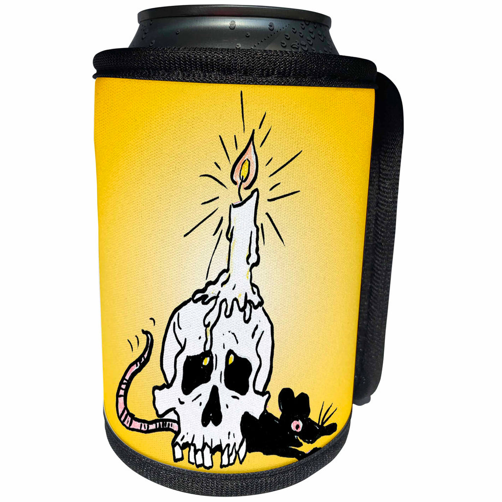 3dRose TNMGraphics Halloween - Skull Candle and Rat - Can Cooler Bottle Wrap (cc_26002)