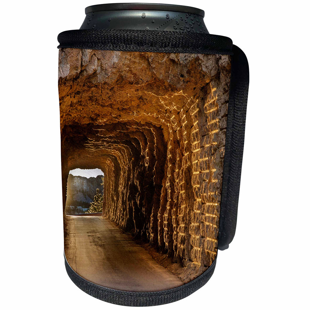 3dRose Danita Delimont - South Dakota - Tunnel on Iron Mountain Road at sunset, Keystone, South Dakota, USA - Can Cooler Bottle Wrap (cc_260020)