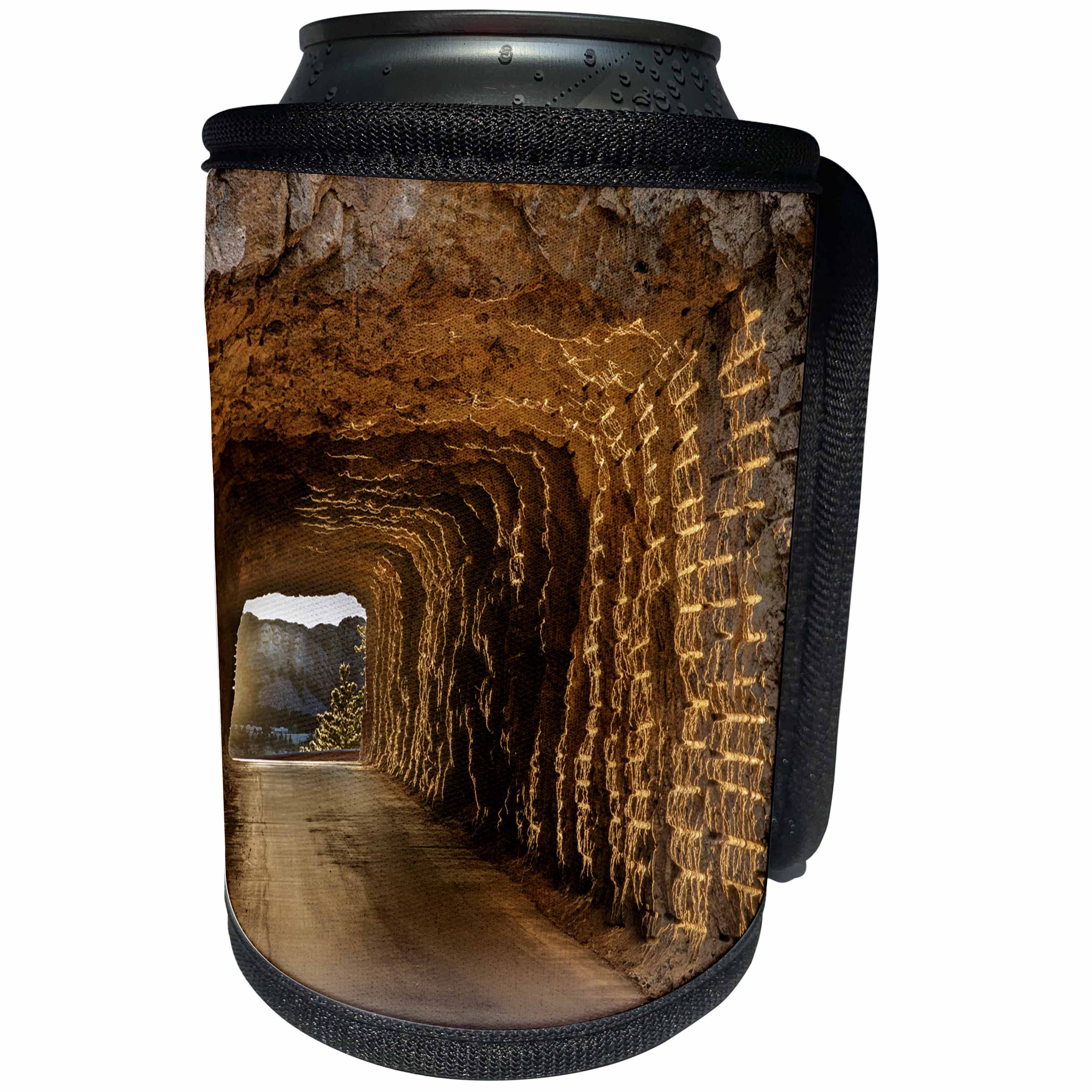 3dRose Danita Delimont - South Dakota - Tunnel on Iron Mountain Road at sunset, Keystone, South Dakota, USA - Can Cooler Bottle Wrap (cc_260020)