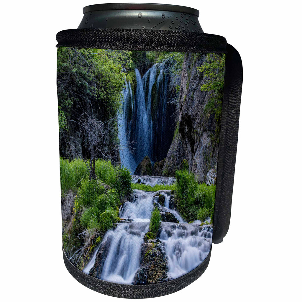 3dRose Danita Delimont - Waterfalls - Roughlock Falls, Spearfish Canyon, Black Hills, South Dakota - Can Cooler Bottle Wrap (cc_260022)