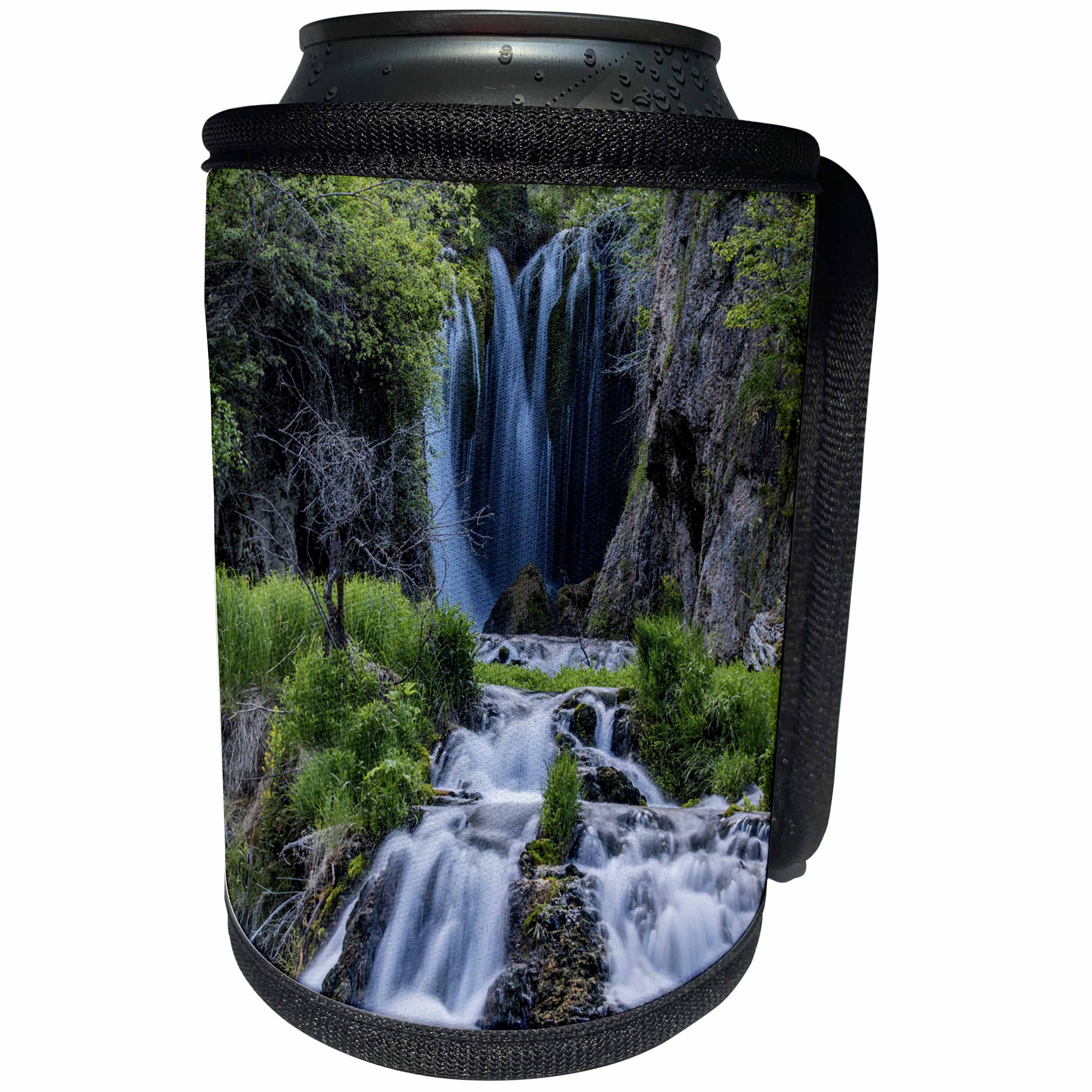 3dRose Danita Delimont - Waterfalls - Roughlock Falls, Spearfish Canyon, Black Hills, South Dakota - Can Cooler Bottle Wrap (cc_260022)