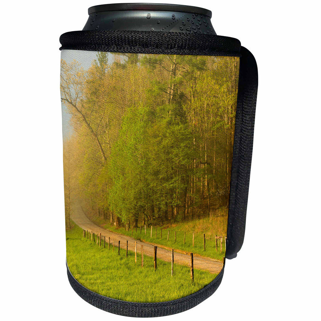 3dRose Danita Delimont - Roads - Hyatt Lane at dawn, Cades Cove, Great Smoky Mountains NP, Tennessee - Can Cooler Bottle Wrap (cc_260040)
