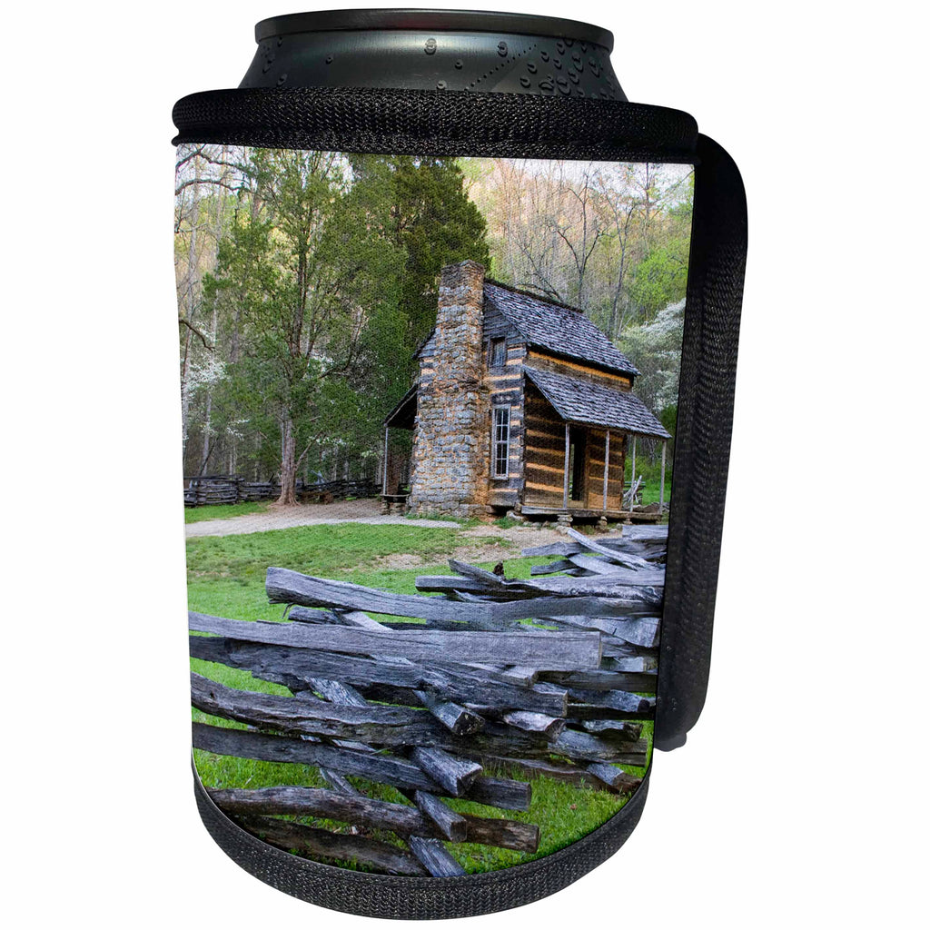 3dRose Danita Delimont - tennessee - John Oliver Cabin in spring, Great Smoky Mountains NP, Tennessee - Can Cooler Bottle Wrap (cc_260058)