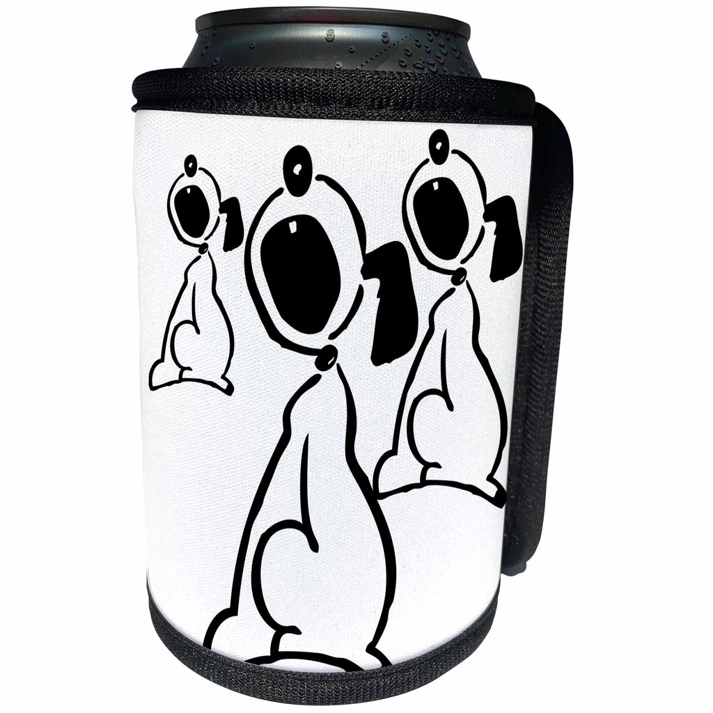 3dRose TNMGraphics Animals - Trio of Howling Dogs - Can Cooler Bottle Wrap (cc_26010)