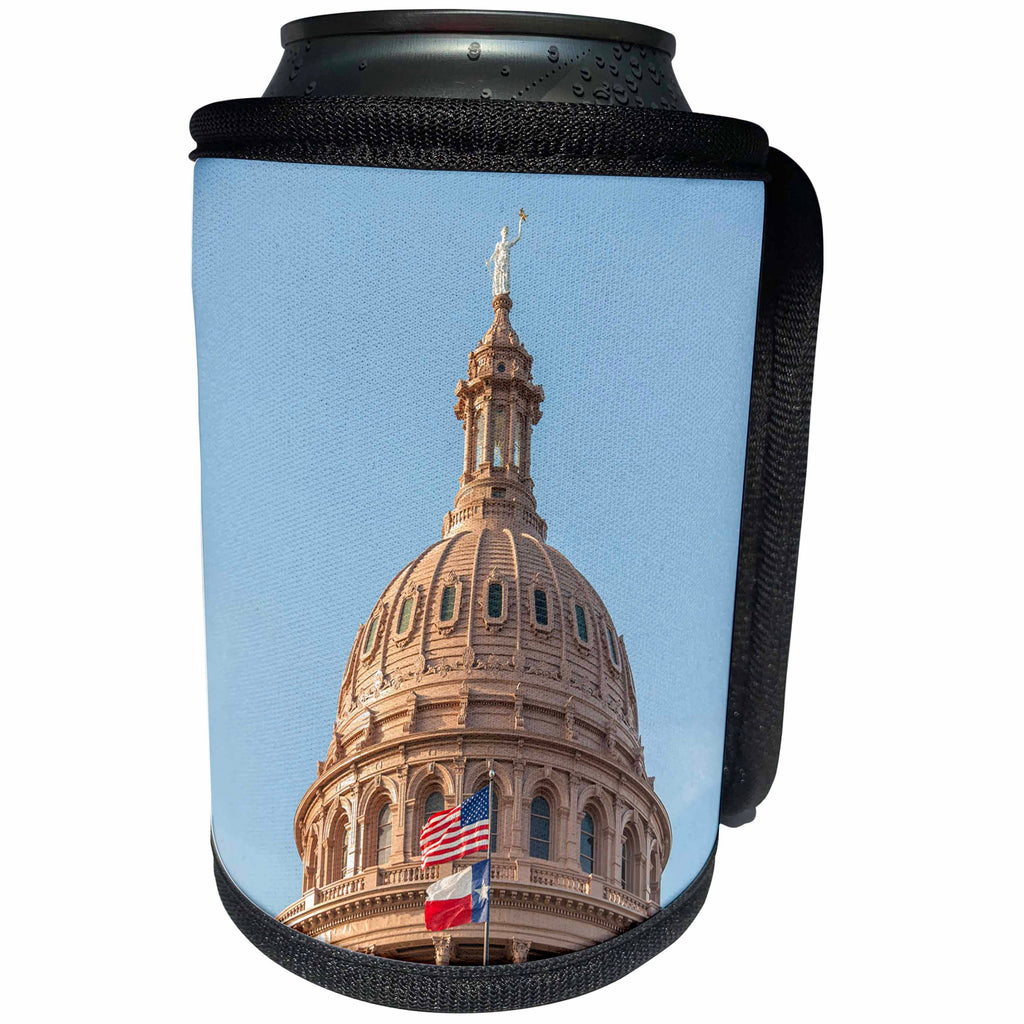 3dRose Danita Delimont - Architecture - Flags flying on the State Capitol building, Austin, Texas, Usa - Can Cooler Bottle Wrap (cc_260108)