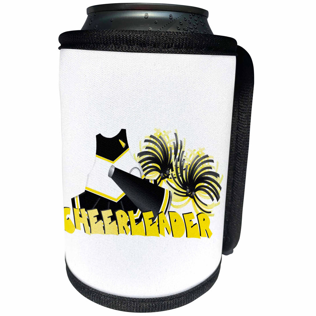 3dRose TNMGraphics School - Black and Gold Cheerleader - Can Cooler Bottle Wrap (cc_26012)