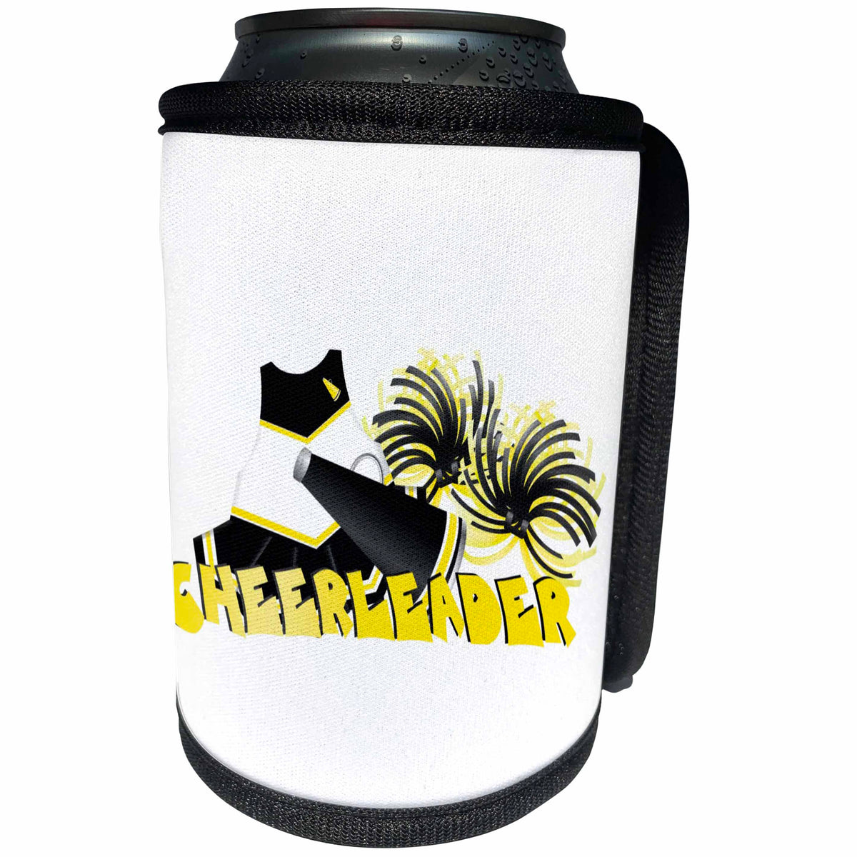 3dRose TNMGraphics School - Black and Gold Cheerleader - Can Cooler Bottle Wrap (cc_26012)