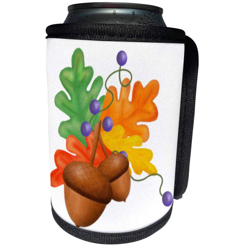 3dRose TNMGraphics Autumn - Autumn Acorn Design - Can Cooler Bottle Wrap (cc_26016)