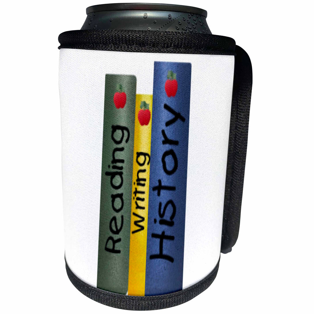 3dRose TNMGraphics School - Reading Writing and History - Can Cooler Bottle Wrap (cc_26018)