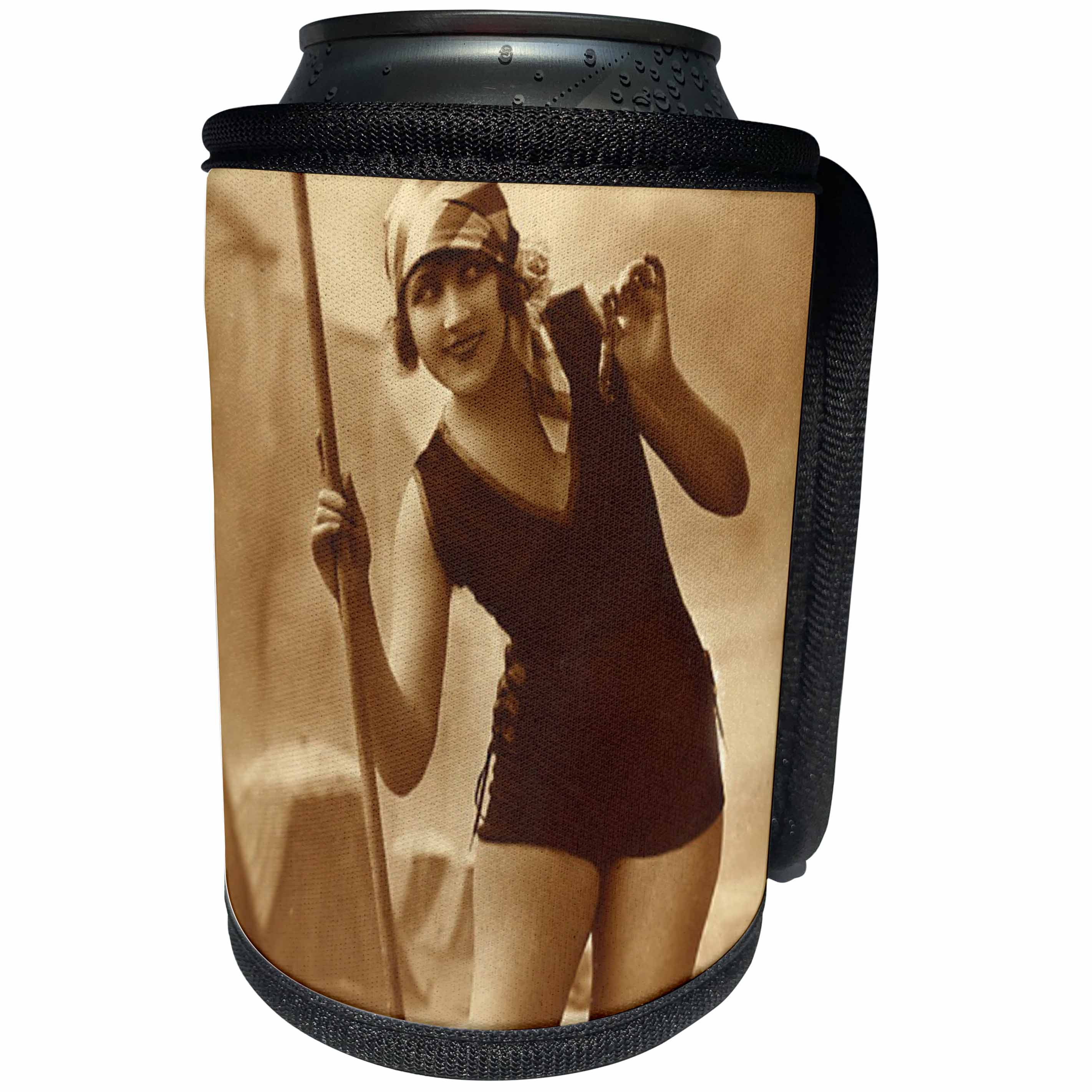 3dRose TNMPastPerfect Bathing Beauties - Coy Bathing Beauty - Can Cooler Bottle Wrap (cc_26019)