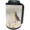 3dRose Danita Delimont - Birds - Usa, Utah, Antelope Island, Western Meadowlark sings from a sagebrush. - Can Cooler Bottle Wrap (cc_260202)