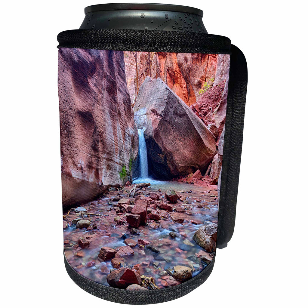 3dRose Danita Delimont - Waterfalls - Utah, Kanarraville, Kanarra Creek canyon and waterfall - Can Cooler Bottle Wrap (cc_260225)