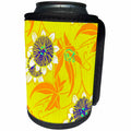 3dRose TNMPastPerfect Floral - Art Nouveau Blue Flowers on Yellow - Can Cooler Bottle Wrap (cc_26023)